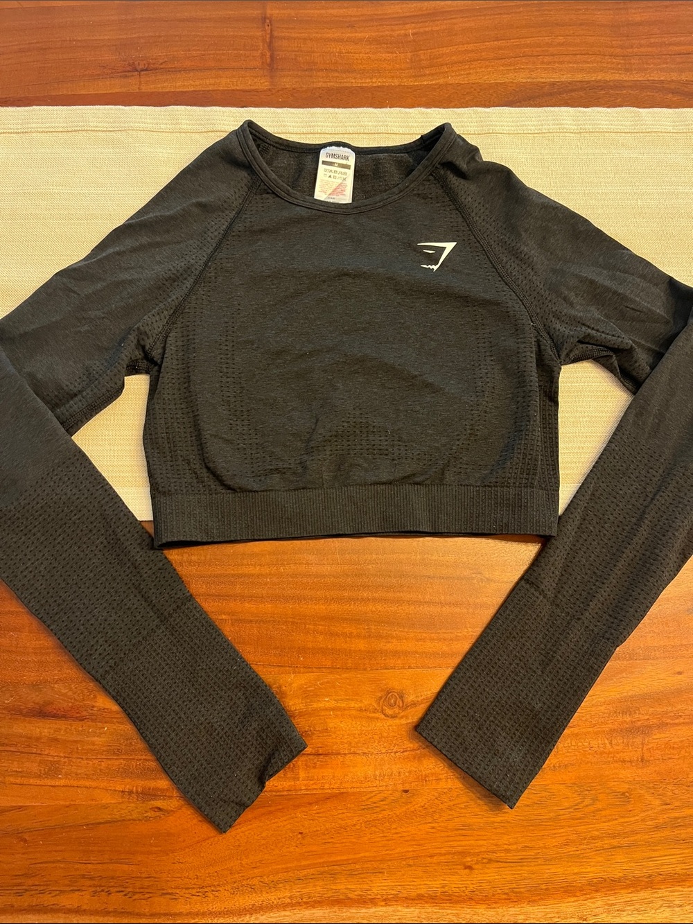 Gymshark Black Long-Sleeve Cropped Seamless Crew Top